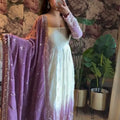 Ivory & Lavender Embroidered Anarkali Set