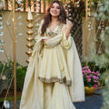 Ivory Cream Cosmos Silk Kurta Palazzo Suit Set