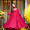 Red Pink Sequins Embroidered Anarkali Sharara Suit Set