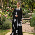 Black Embroidered Fendy Silk Palazzo Suit Set