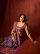 Blue Patola Print Chinon Saree with Mirror & Zari Work