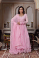 pink anarkali suit set with dupatta full body front view