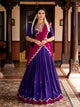 Purple lehenga choli set with rani pink scallop border and Vichitra Silk dupatta – full front view