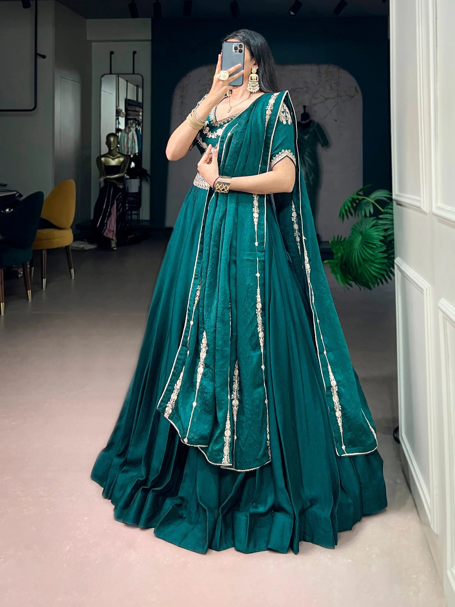 Maroon Rangoli Crush lehenga back view 4-metre flair floor length