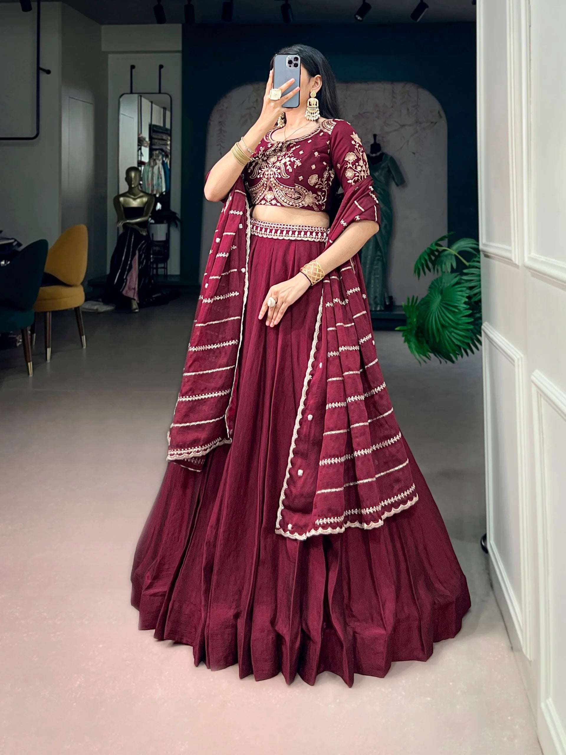 Rangoli Crush lehenga choli mustard yellow full length 4-metre flair Chicorawear