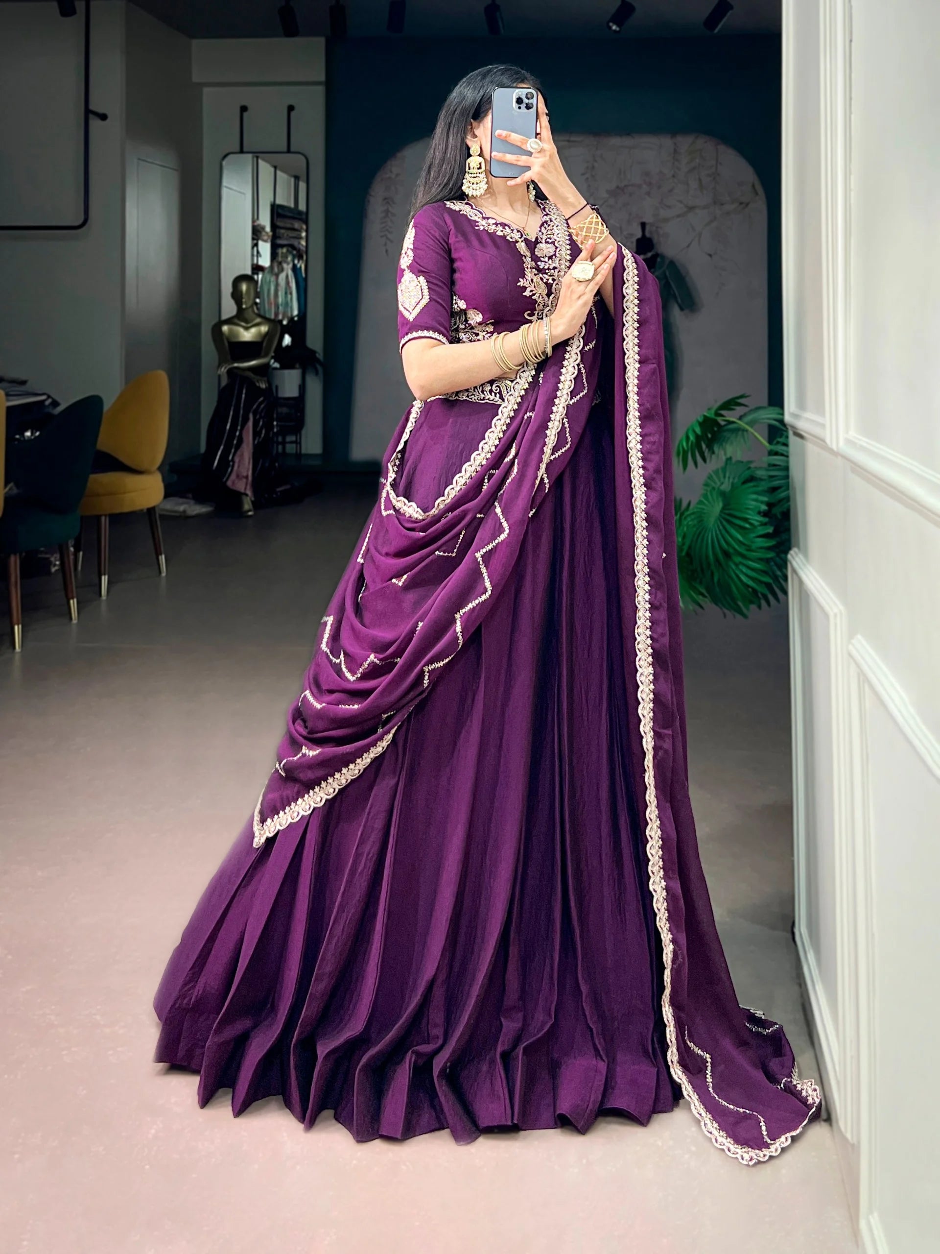 Purple Rangoli Crush lehenga choli full length festive Chicorawear