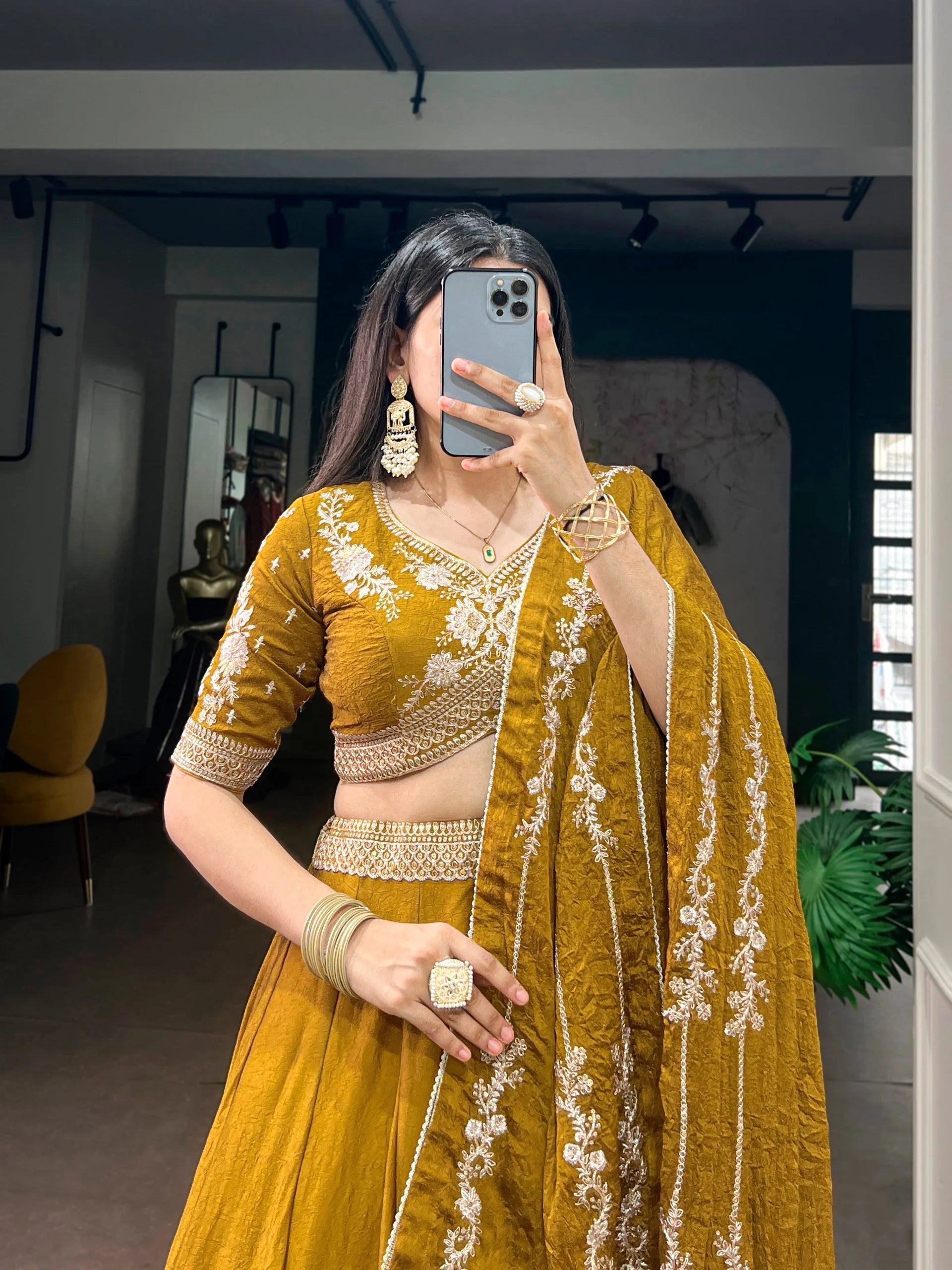 Teal green lehenga choli full view 4-metre flair wedding