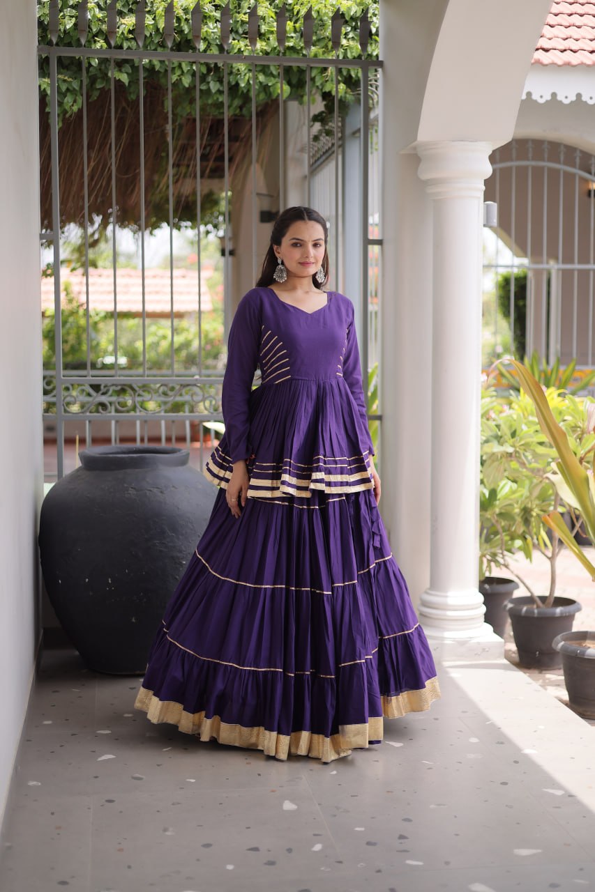 Rani pink cotton lehenga choli spinning – floor length flair for garba and navratri