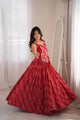 red navratri chaniya choli 4 metre flair twirl