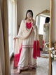 Roman glass palazzo suit cream – selfie mirror view showing full outfit