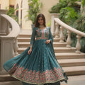 teal green sharara set for women full flare twirl view