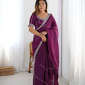 Chicora Wear purple JMC silk saree with sequin embroidery — full front pose