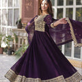 wine colour gown with dupatta full twirl view